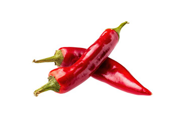 Two vibrant red chili peppers crossed on a transparent background vector, showcasing fresh, spicy ingredients for cooking and culinary design
