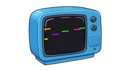Blue Retro Television with Game Display