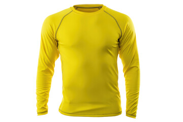 Bright Yellow Long Sleeve Compression Shirt on a Transparent Background Vector for Sports and Activewear Mockups