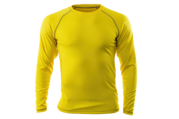 Bright Yellow Long Sleeve Compression Shirt on a Transparent Background Vector for Sports and Activewear Mockups
