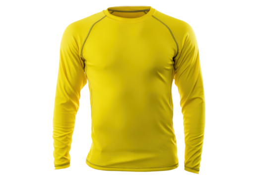 Bright Yellow Long Sleeve Compression Shirt on a Transparent Background Vector for Sports and Activewear Mockups