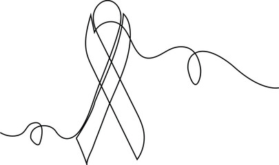 single line hand drawn continuous ribbon cancer ,vector