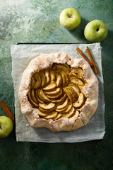 Homemade apple galette with cinnamon