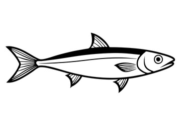 sardine silhouette line art vector illustration with a white background
