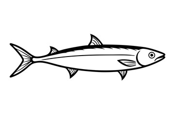 sardine silhouette line art vector illustration with a white background