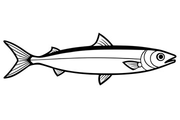sardine silhouette line art vector illustration with a white background