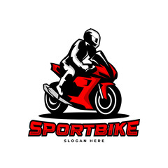 sportbike with rider logo design illustration