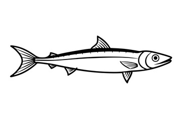 sardine silhouette line art vector illustration with a white background