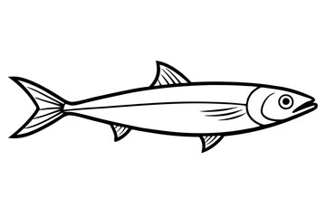 sardine silhouette line art vector illustration with a white background