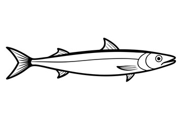 sardine silhouette line art vector illustration with a white background