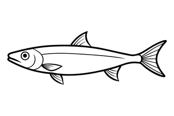 sardine silhouette line art vector illustration with a white background