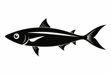 sardine silhouette line art vector illustration with a white background