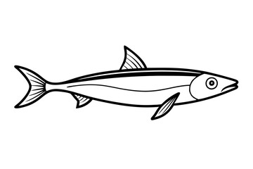 sardine silhouette line art vector illustration with a white background