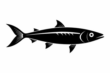 sardine silhouette line art vector illustration with a white background