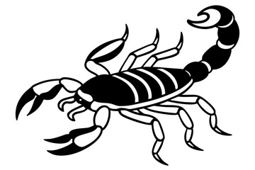 scorpion silhouette line art vector illustration with a white background