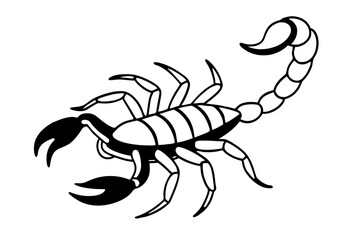 scorpion silhouette line art vector illustration with a white background