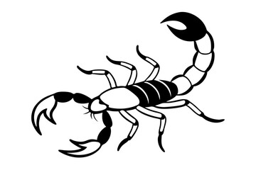 scorpion silhouette line art vector illustration with a white background