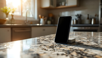 Smartphone on a kitchen counter