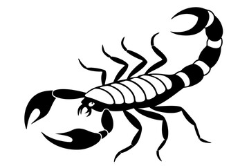 scorpion silhouette line art vector illustration with a white background