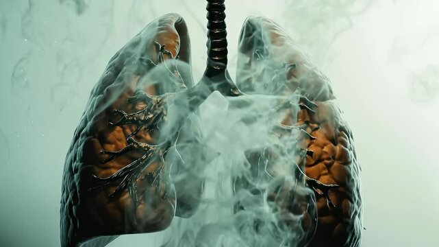 Smoke fills lungs, illustrating the dangers of smoking and vaping