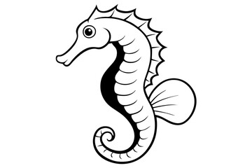 seahorse silhouette line art vector illustration with a white background