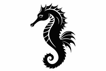 seahorse silhouette line art vector illustration with a white background