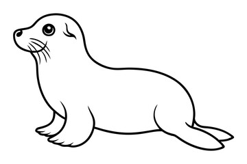 seal silhouette line art vector illustration with a white background