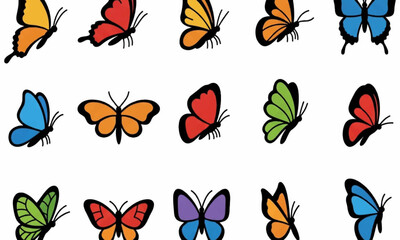 set of vector butterflies