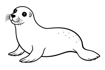seal silhouette line art vector illustration with a white background