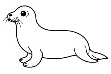 seal silhouette line art vector illustration with a white background