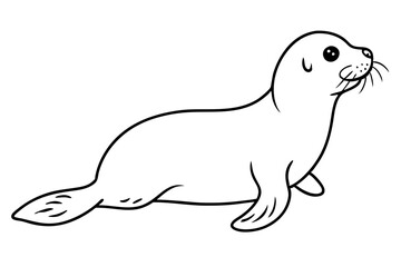 seal silhouette line art vector illustration with a white background