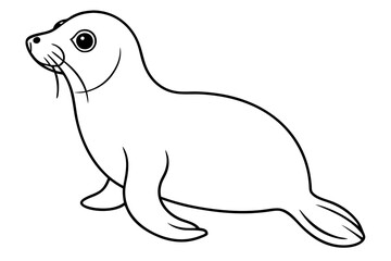 seal silhouette line art vector illustration with a white background