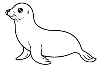 seal silhouette line art vector illustration with a white background