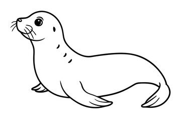 seal silhouette line art vector illustration with a white background