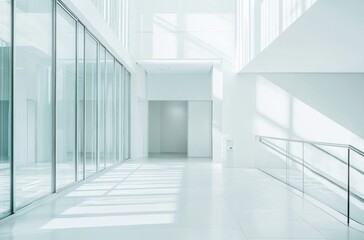 Obraz premium Bright corporate office with clean white background