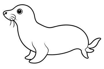 seal silhouette line art vector illustration with a white background