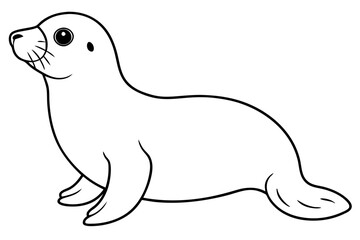 seal silhouette line art vector illustration with a white background