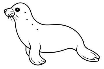 seal silhouette line art vector illustration with a white background