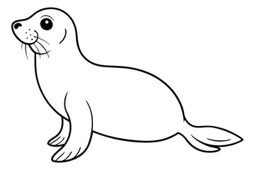 seal silhouette line art vector illustration with a white background