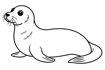 seal silhouette line art vector illustration with a white background