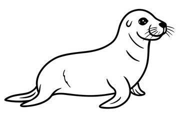 seal silhouette line art vector illustration with a white background