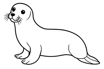 seal silhouette line art vector illustration with a white background