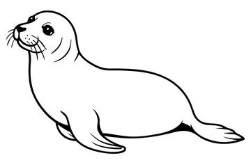 seal silhouette line art vector illustration with a white background