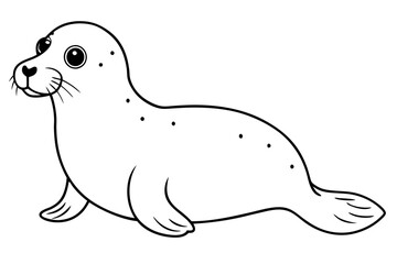 seal silhouette line art vector illustration with a white background