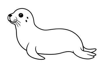 seal silhouette line art vector illustration with a white background