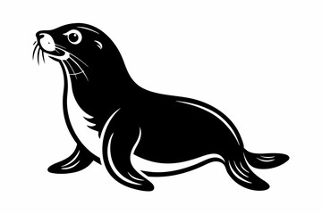 seal silhouette line art vector illustration with a white background