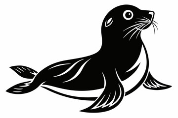 seal silhouette line art vector illustration with a white background