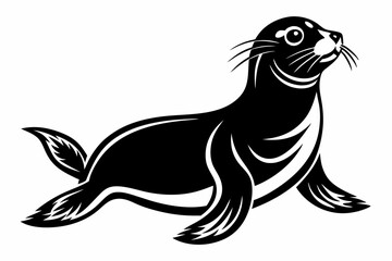 seal silhouette line art vector illustration with a white background