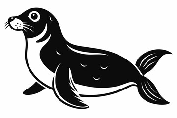 seal silhouette line art vector illustration with a white background