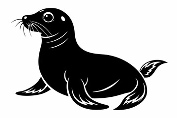 seal silhouette line art vector illustration with a white background